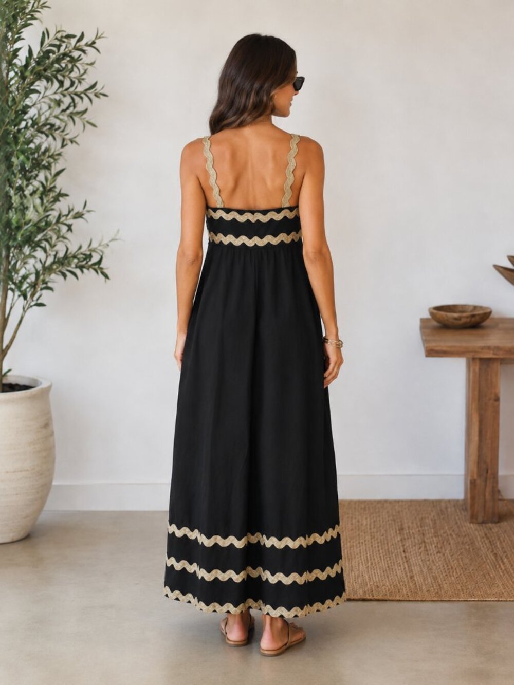 Ribbon Detail Black Yana Style Maxi Dress - NEW - Boutique Find - Deal! - Picture 3 of 3